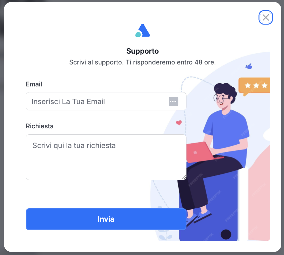 Supporto — modulo di contatto
